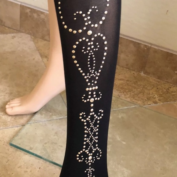 CHANEL CC LOGO EMBELLISHED Panthyhose Tights Size Small  SOLD OUT!! - Picture 6 of 7